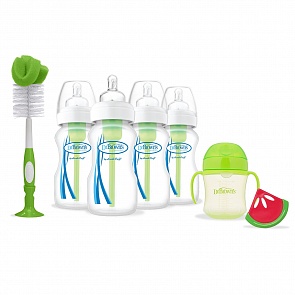 Набор из 4 бутылочек противоколиковых с широким горлышком, 4 шт по 270 мл, чашка-поильник прорез (DrBrowns, AC072)